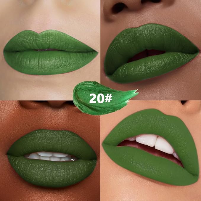 IATMOMOD Light Green Cream Matte Lipstick Stick 20#, Longwear Full Coverage Velvet Lip Color, Waterproof Multi-Use Lip & Cheek Makeup for Party & Daily Wear, Labial con color mate para uso diario