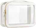 HBlife Clear Makeup Bag Organizer, Portable Travel Toiletry Cosmetic Case for Women, Large Make Up Bag Makeup Train Case Transparent Storage Pouch with Handle(White)