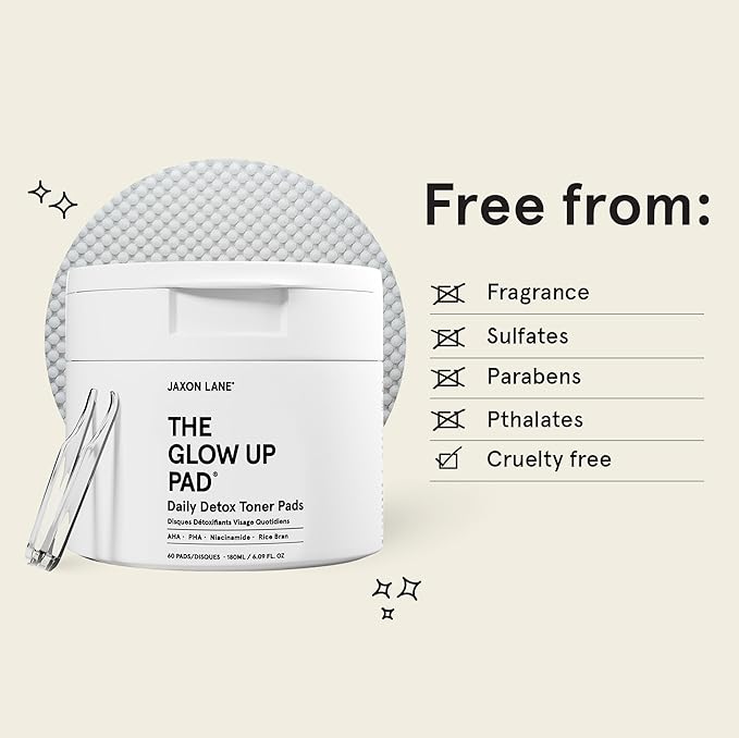 JAXON LANE Glow Up AHA PHA Korean Exfoliating Face Pads for Men, 60 Count