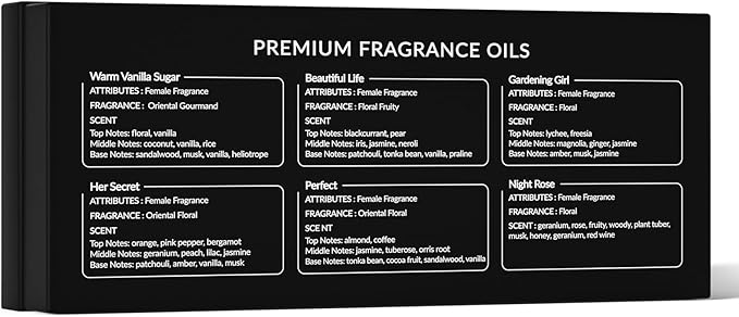 HIQILI Women Fragrance Oil Trial Set, Essential Oils for DIY