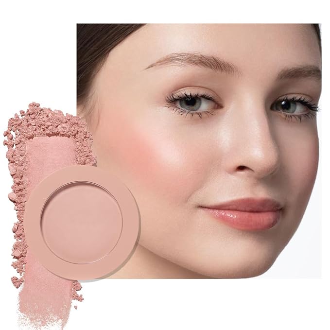 HHLTOH Single Nude Beige Matte Powder Blush Palette Face Makeup, Blush for Looks Younger Cheeks, Monochrome Cream Blushes Lightweight Long Lasting, Blush for Women All Skin Tones Paleta de, 02
