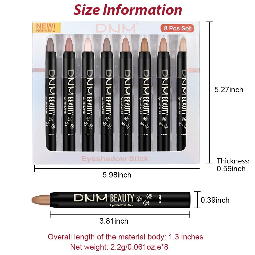 IATMOMOD 8Pcs Cream Eye Shadow Sticks Makeup for Women, Matte Shimmer Eyeliner Pencil Eyeshadow Brightener Stick for Eyes, Waterproof Eyeshadow Applicator Blendable sombras para ojos Set12#