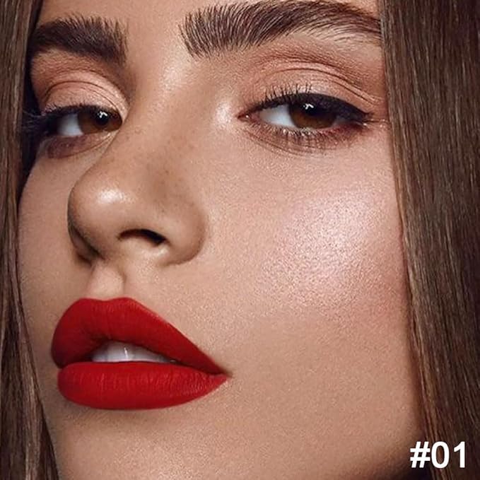 HHLTOH 2-in-1 Ruby Red Matte Lip Liner and Lipstick Combo, Red Lipsticks for Women 24 hour Long Lasting Waterproof Smudge Proof, Easy to apply, Everyday Lips Makeup 01
