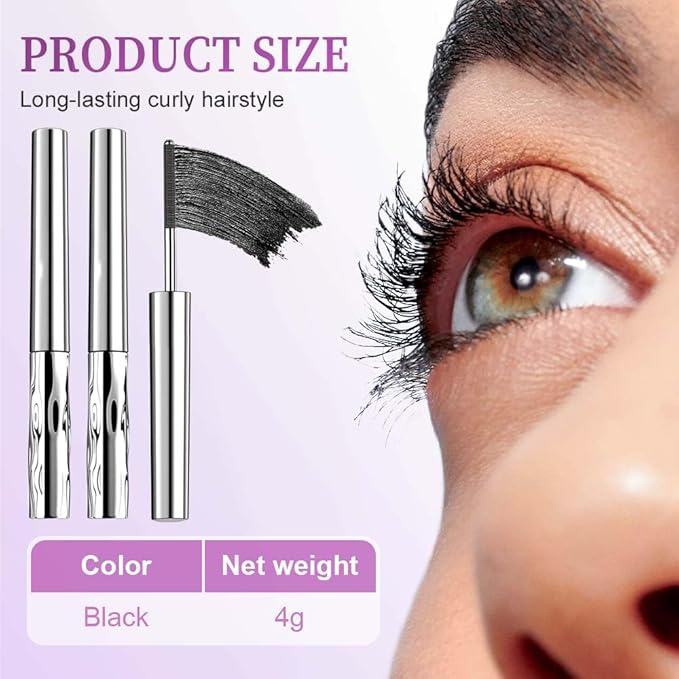 Iron Wand Mascara Waterproof, Metal Wand Mascara Tubing, Long Lasting 3D Curling Eyelash, Eyes Makeup Smudge-Proof Separated Lashes Natural Length (1PCS Black)