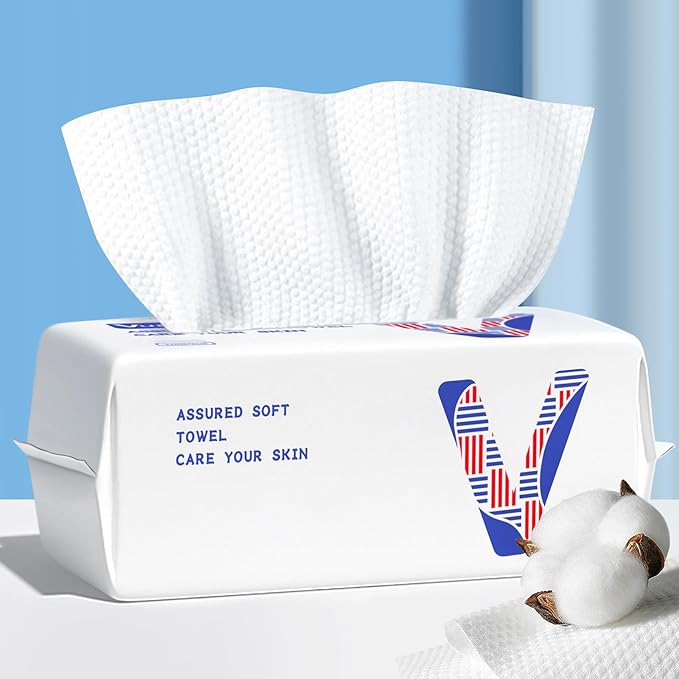Face Towels Disposable Cotton Facial Towels,Biodegradable,100 Count
