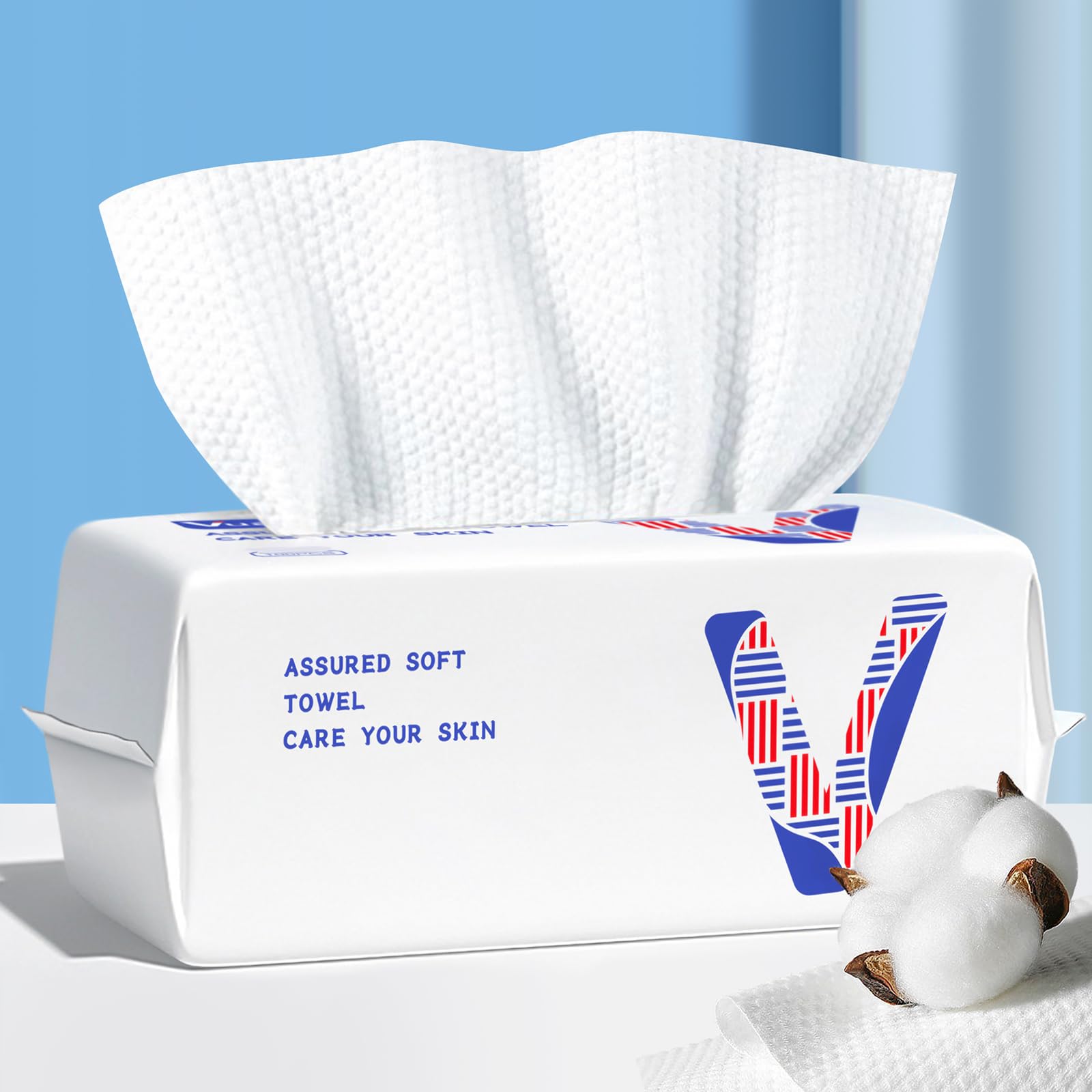 Face Towels Disposable Cotton Facial Towels,Biodegradable,100 Count