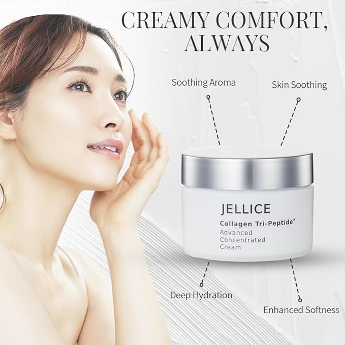 JELLICE Advanced Collagen Face Cream – Japanese Skincare Innovation with Collagen Tripeptides, Hyaluronic Acid & Niacinamide – Anti-Aging Moisturizer for Firming, Hydration & Radiance – All Skin Types