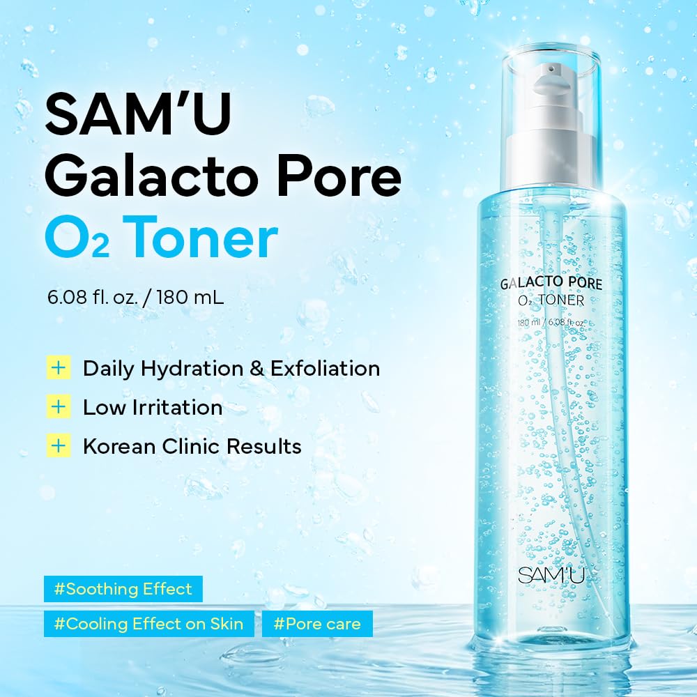 SAM'U Galacto Pore O2 Toner, Pore Refining Hydrating Toner, 6.08 fl oz
