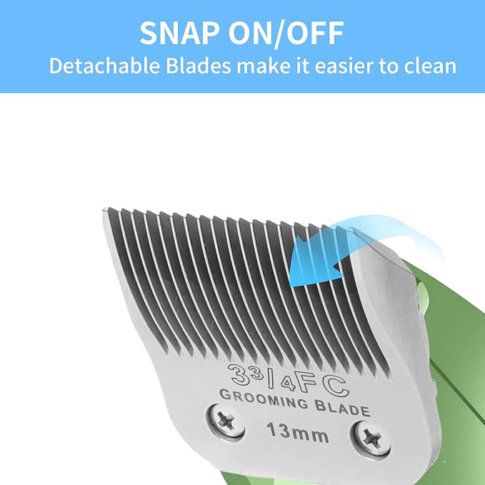 MEMIRY 3 Pcs Size 3-3/4FC Detachable Dog Grooming Blades, Compatible with Andis, Oster A5, Wahl KM10 Series Clippers, Cut Length 13mm, Silver(3-3/4FC 13mm, 3Packs)