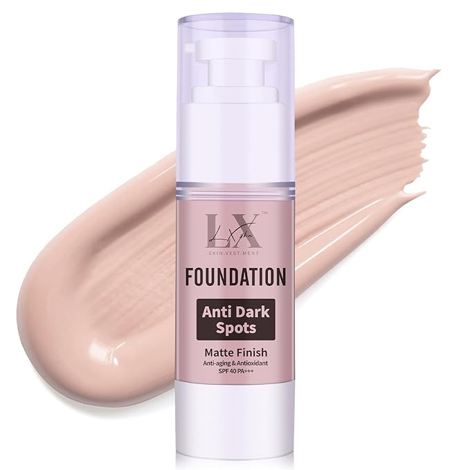 LXSKN Anti-Dark Spot Liquid Foundation - Collagen Serum Foundation Infused with 2% Niacinamide, High Coverage For A Smooth & Satin Finish, 101 Light