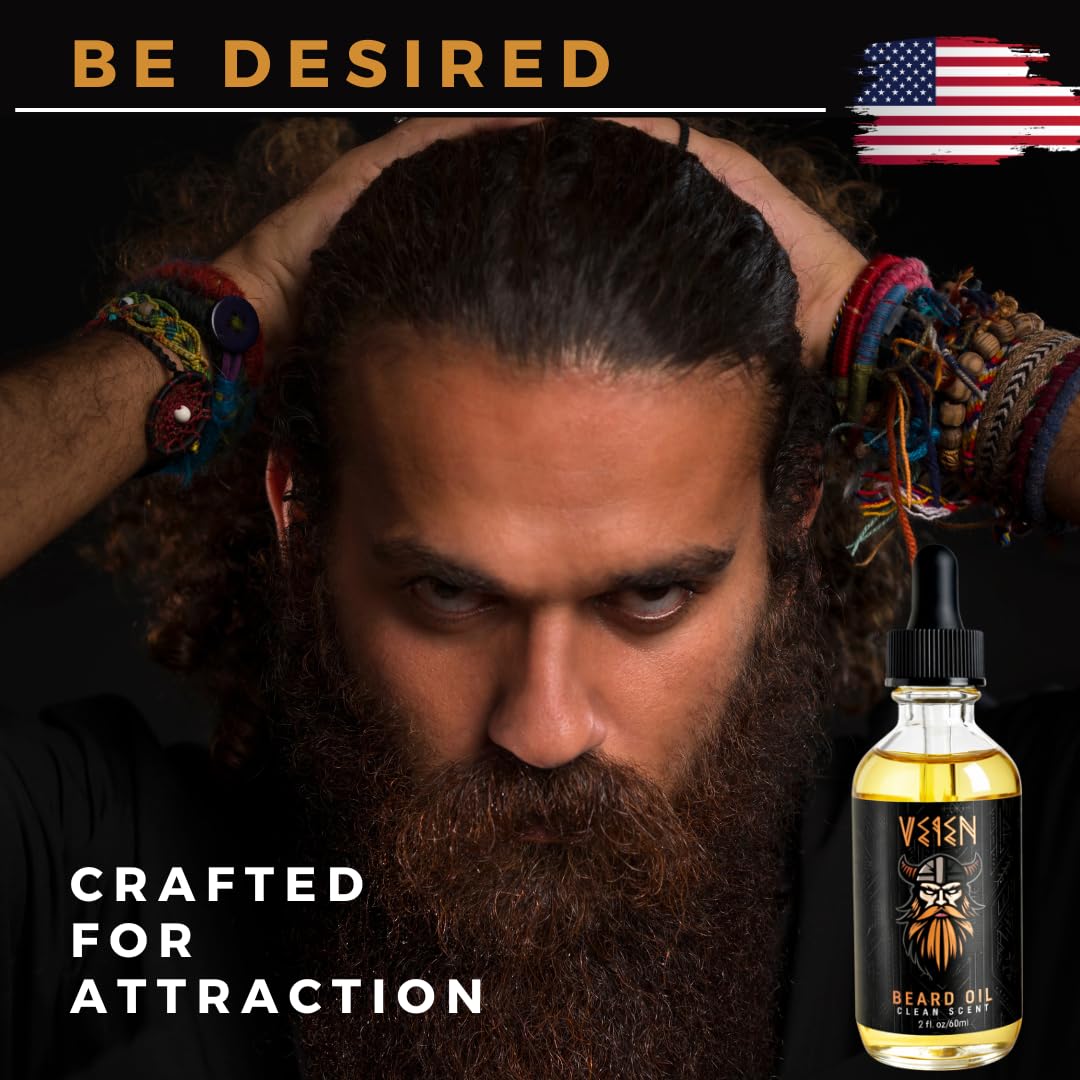 Veien Beard Oil for Men, Clean White Tea Scent, 2oz