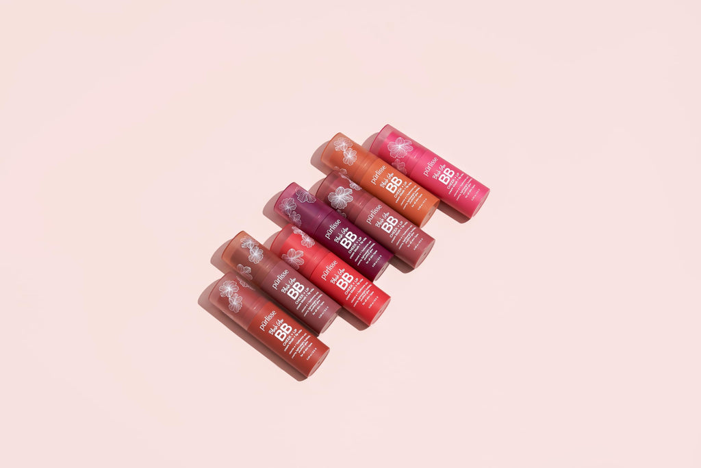 pūrlisse Blush Glow BB Lip and Cheek Tint - Hydrating & Buildable 2-in-1 Cream Blush Stick for Cheeks & Lips - Formulated with Nourishing Vitamin E & Hyaluronic Acid - Berry Bliss (.28 oz)