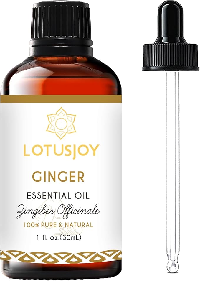LOTUSJOY Ginger Essential Oil for Skin, Hair, Lymphatic Drainage Massage, 1 Oz