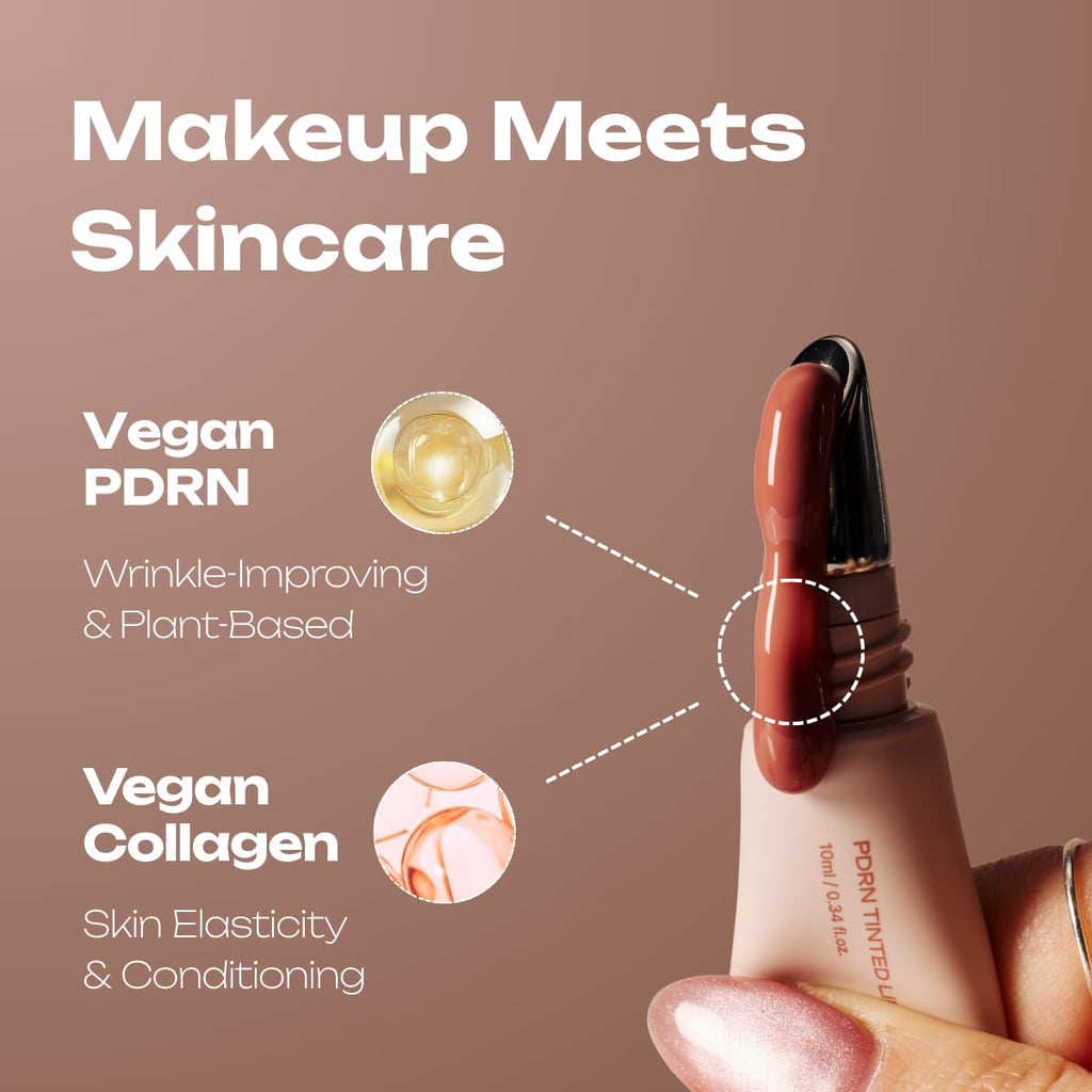 Losy Kim PDRN Tinted Lip Serum – High Gloss Ultra Hydrating Natural Glow, Non-Sticky Volumizing Color Glaze with Long-Lasting Shine, Nourishing Moisturizing Repair for Chapped Lips (0.34 oz)