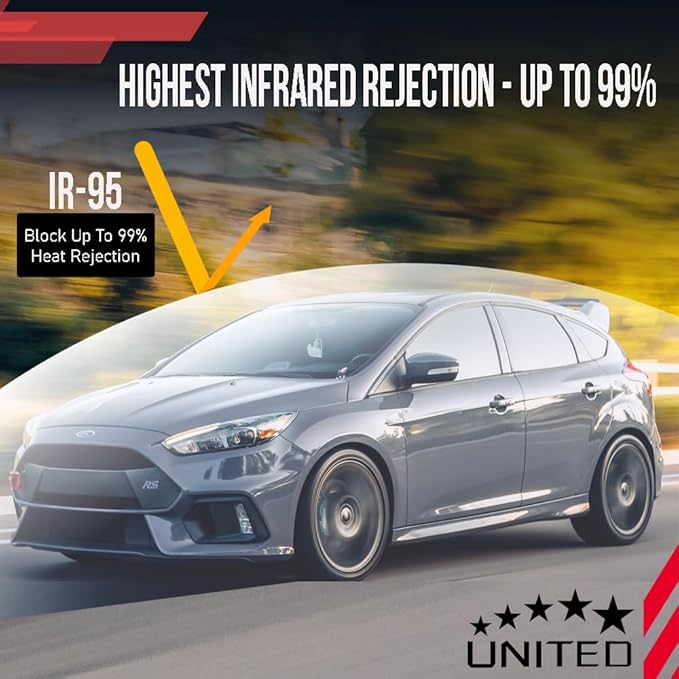 United Ceramic Pro Window Tint Car 24In x100Ft 2Ply Nano Ceramic IR-95 with 35% VLT - Outstanding Clarity & Views Window Tint for Car Home Blocks UV/IR Rays, Adhesive Film W/Lifetime Color Stability