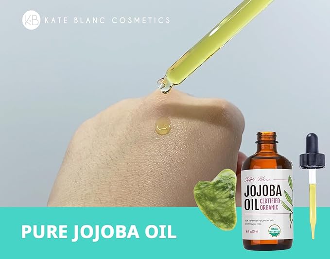 Kate Blanc Cosmetics Jojoba Oil for Hair & Skin, Gua Sha Stone Kit, 4oz