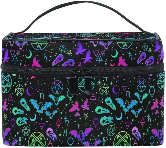 MNSRUU Makeup Bags, Gothic Different Magic Elements Makeup Organizer Bags Toiletry Bag Box Travel Cosmetic Bag Make Up Train Case for Women Teen Girl Ladies