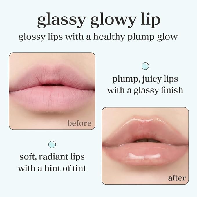 NOONI Korean Lip Oil - Applemint | Long-Lasting, Moisturizing, Plumping, Revitalizing for Dry Lips, Waterproof, No Peel Off, Hydrating, Nourishing Crystal Clear Lip Stain, 0.12 FL Oz