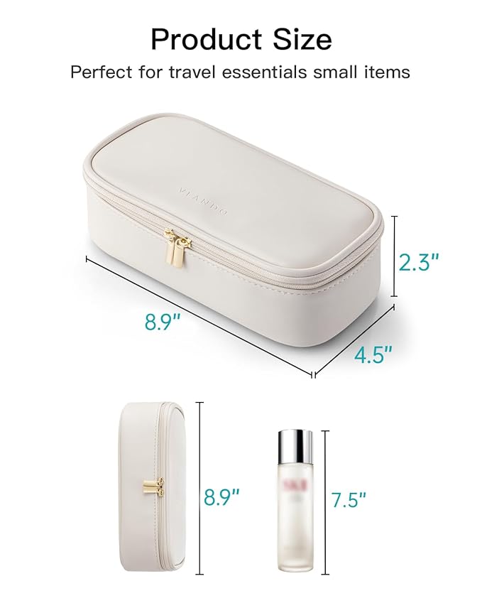 VLANDO Makeup Travel Bag with Separate Brush Storage,White