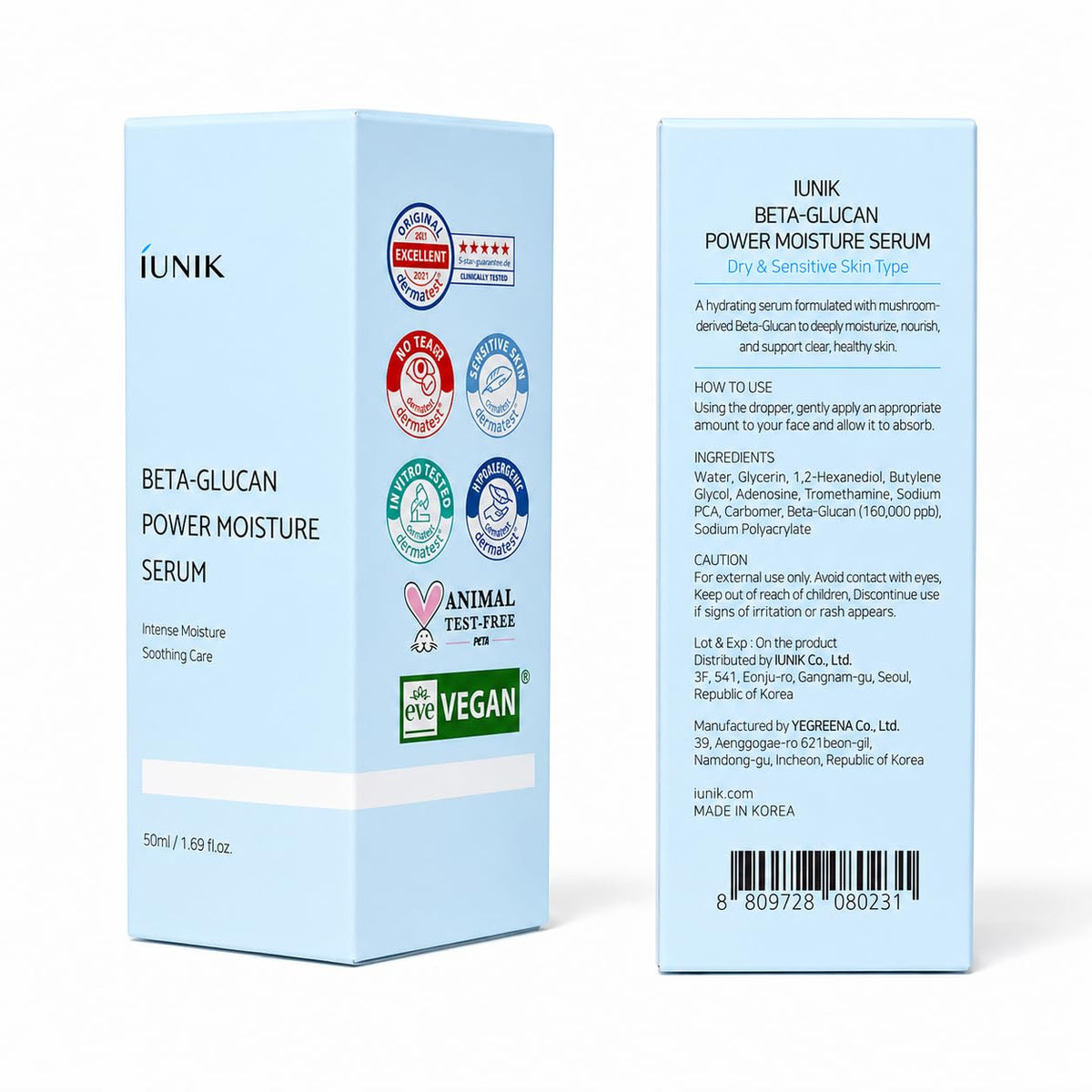 IUNIK Beta-Glucan Power Moisture Serum - Deep Hydration 1.69 fl oz