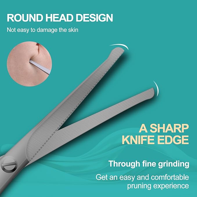 Lobodt 4.7-inch small nose hair scissors, round head, for trimming facial hair, ear hair, eyebrows, eyelashes, bathroom, suitable for both men and women, personal care and beauty (matte silver)
