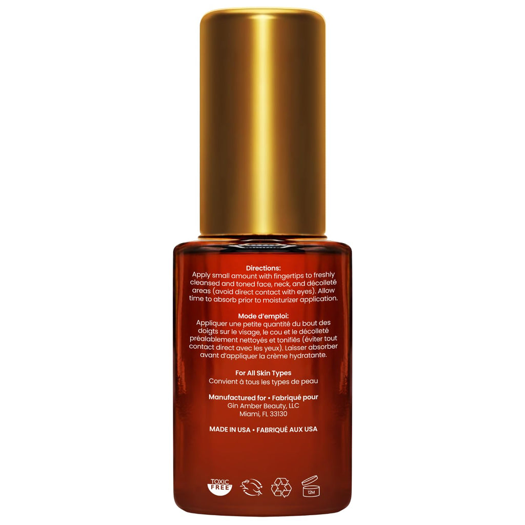 Gin Amber Beauty Hyaluronic Acid Serum - Hydrating Facial Serum, 1 fl oz