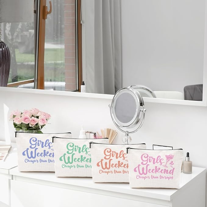 4 Pcs Girls Weekend Gifts for Women 2026 Girl Trip Gifts Favors Makeup Bag
