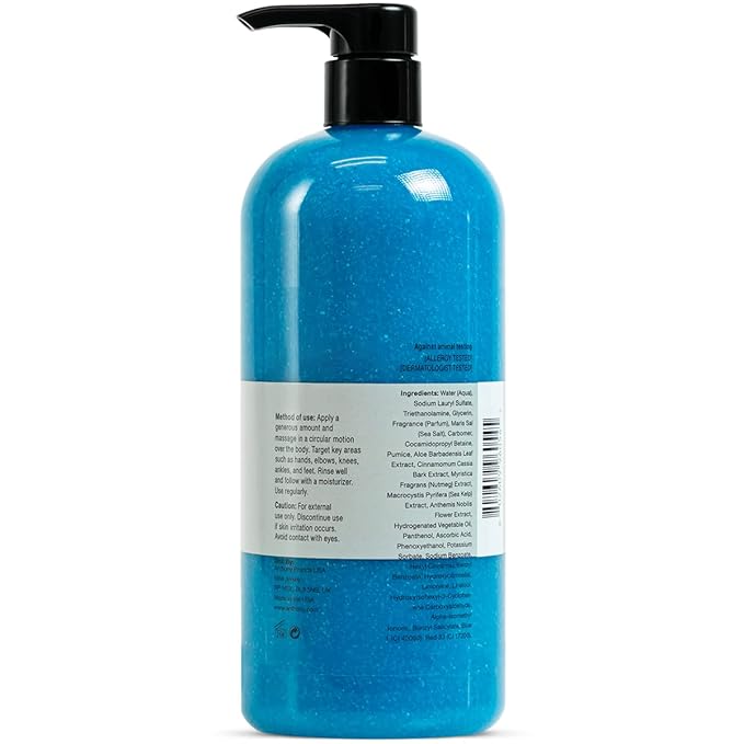 Anthony Exfoliating Body Scrub, Body Exfoliator Scrub with Sea Salt, Vitamin C, Aloe Vera and Blue Sea Kelp, Exfoliating Scrub for Men, Smooth Hydrated Skin, 32 Fl Oz