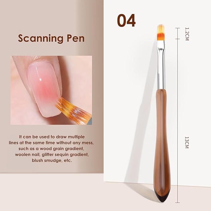 TipTrendz Versatile Nail Art Brushes Scanning Pen – Effortless Multi-Line Design for Tweed, Blush Gradient, and Glitter Accents, 04