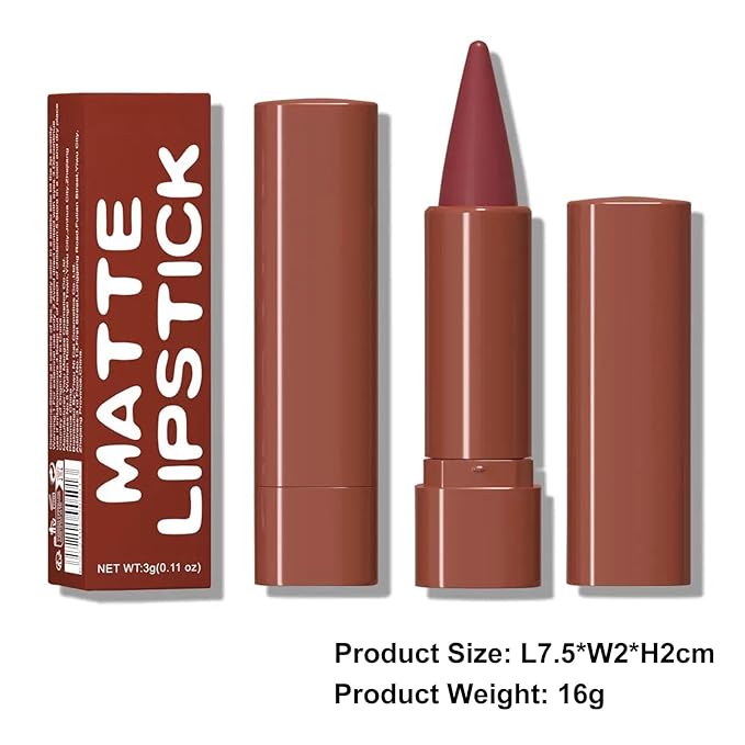 Mefyhtune 2-in-1 Gradient Brown Lip Liner & Lipstick, Dark Brown Maroon Waterproof Long Lasting Matte Lip Liner Pencil, Makeup Smudge proof lip liner with Cone Tip (05#-Dark Brown)