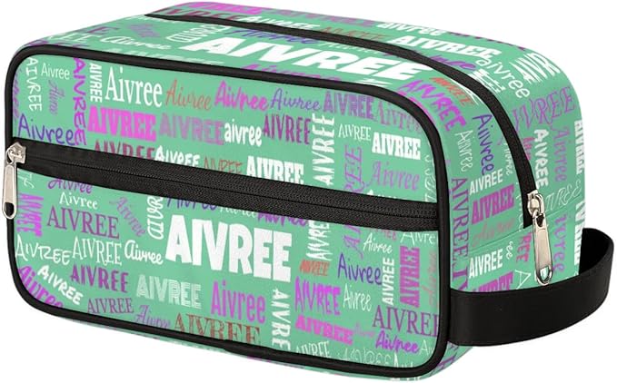 KFNHN Custom Portable Travel Cosmetic Bag with Name Light Green Solid Color