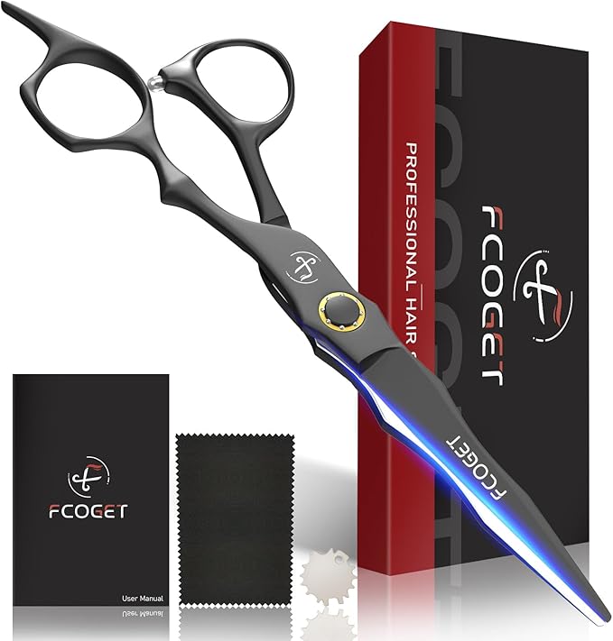 Fcoget Professional Hair Cutting Scissors, High-End Japanese 440C Stainless Steel Hair Cutting Shears with Sharp Edge Blades, 6.8 inch Hair Scissors, Right Hand Scissors for Salon, Home, Pet