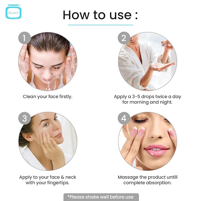 OMIC 10% Tranexamic Acid Serum for Face - 1 fl oz / 30ml - Skin Brightening Serum, For Brown Spots, Even Out Skin Tone - with Hyaluronic Acid, Glycerin, Natural formula