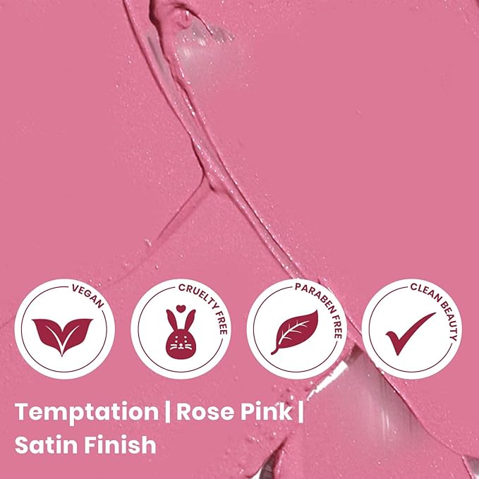 True + Luscious Super Moisture Lipstick | Satin Sheer Lasting Hydrating Lip Color for Dry Lips & All Skin Tones | Lightweight Feel with Hyaluronic Acid & Konjac Root | Vegan | Temptation