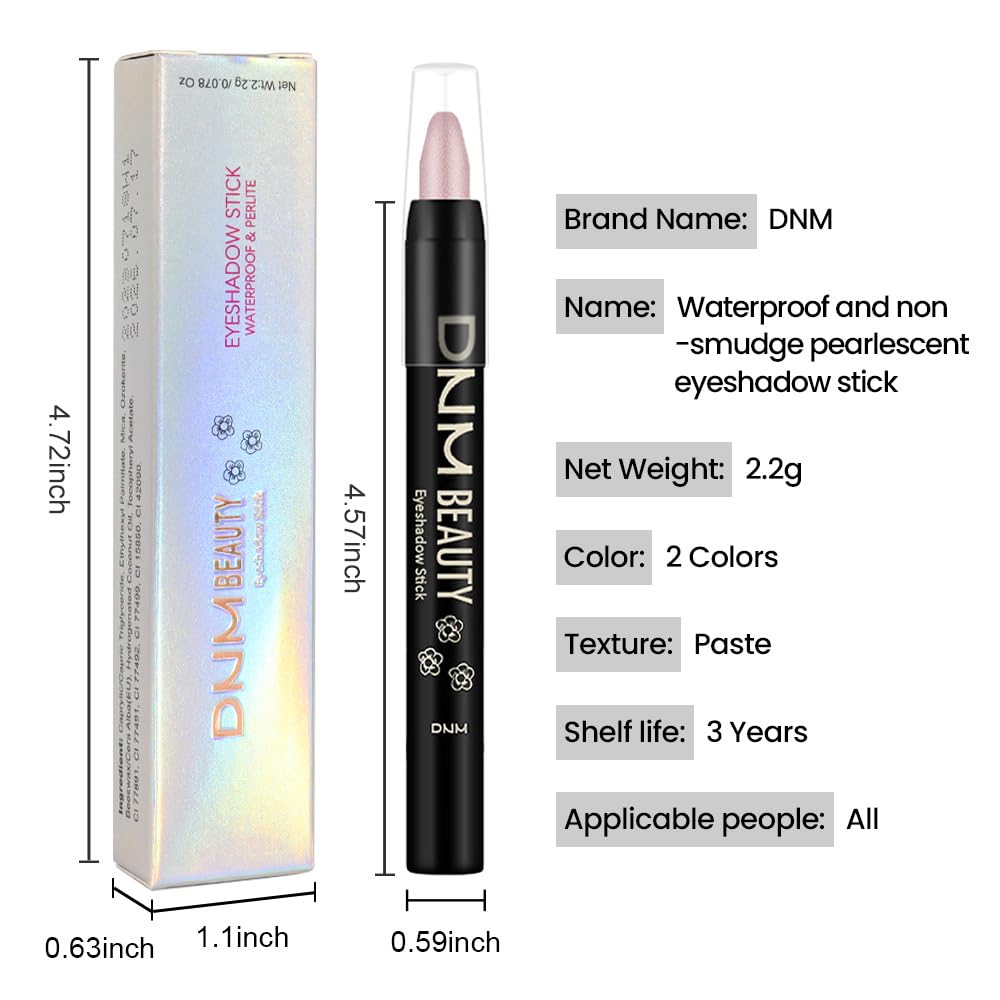 evpct 2Pcs Pearl White & Caramel Cream Eye Shadow Brightener Sticks Set for Eyes, Matte Shimmery Eye shadow Applicator Pencil Stick Pen Palette Makeup Waterproof sombras en crema para ojos 18 + 27