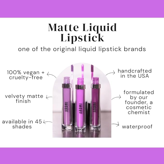 Aromi Pink Periwinkle Matte Liquid Lipstick, Purple Lilac Shade