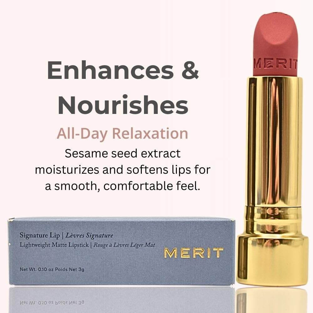 Merit Signature Lip Lightweight Matte Lipstick - 0.10 oz / 3 g (Antibes (soft peach), standard)