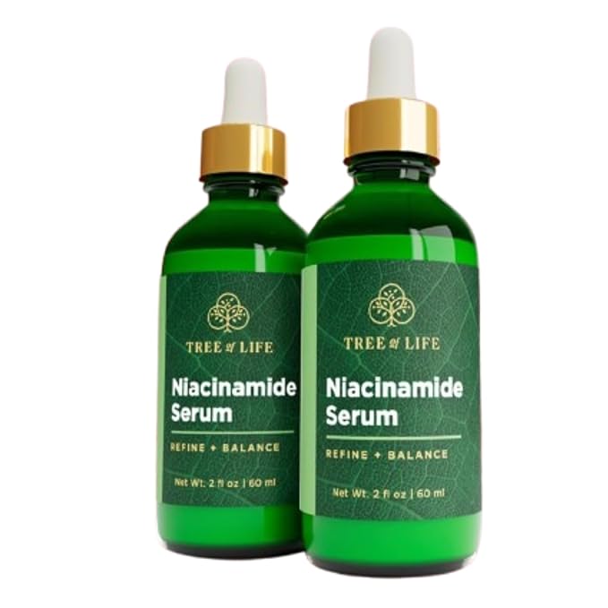 Tree of Life Niacinamide Serum for Face - Brightening and Hydrating Face Oil for Dark Spots and Fine Lines - Suitable for Sensitive Skin - Dermatologist Tested Skin Care - 2 Fl Oz (Pack of 2)