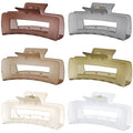 Sisiaipu 4 Inch Big Hair Claw Clips 6 Pcs Large Claw for Thick Hair Square Hair Clips for Women Rectangle Hair Clips Nonslip Acrylic Banana Jaw Clips Hair Accessories for Girls (Tea)