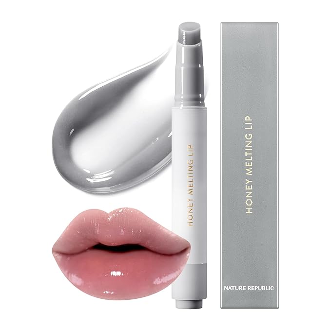 Nature Republic HONEY MELTING LIP PLUMPING (12 GRAY) | SOFT LIP STICK Moody Plump Hydrating Gloss, Moisturizing balms, Volumizing formula,Nude & Sheer tint, Glowy Finish, korean make up