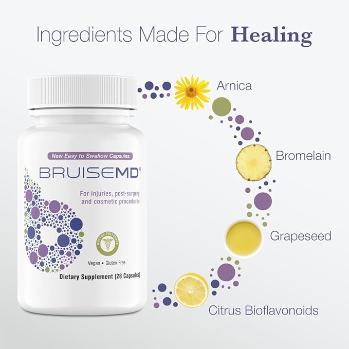 BruiseMD Bromelain 500 mg, Zinc & Vitamin C for Bruises & Swelling, 7-Day