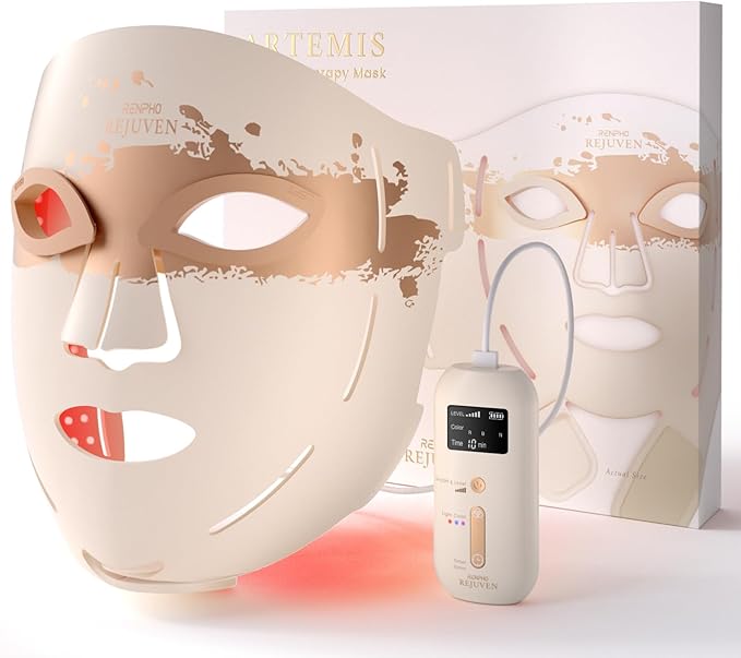 RENPHO 4D Red Light Therapy Mask for Face 2026, Birthday Gifts for Women Mom Wife, 324 LEDs Full Face Coverage & 3 Light Modes, Cordless LED Red Light Therapy Face Mask for Home Use & Travel