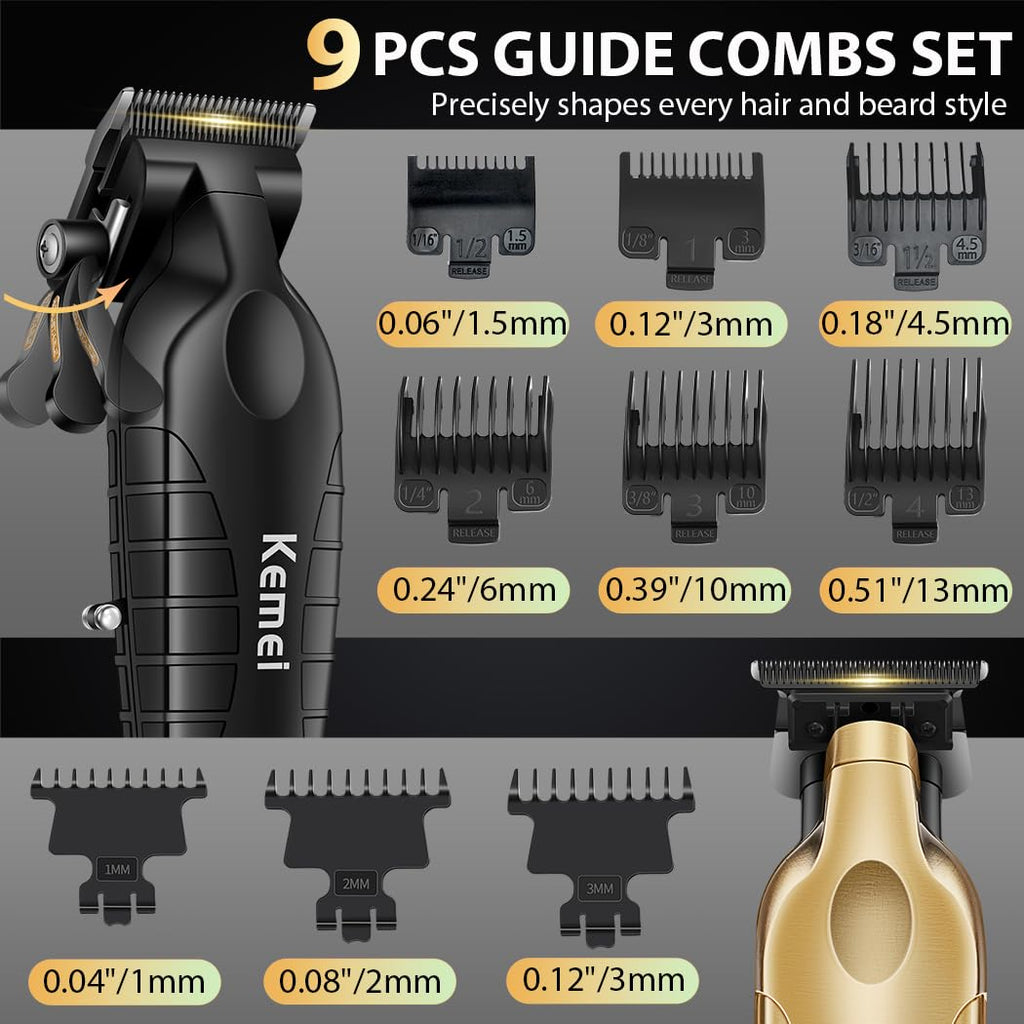 KEMEI KM-2293 3-Piece Cordless Barber Kit with Foil Shaver, Gold