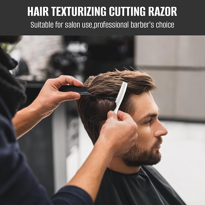 FEISIER Stainless Steel Hair Thinning Styling Razors for Cutting Hair, Texturizing Cutting Razor for Salon and Home,10 PCS Sharp Blades Included