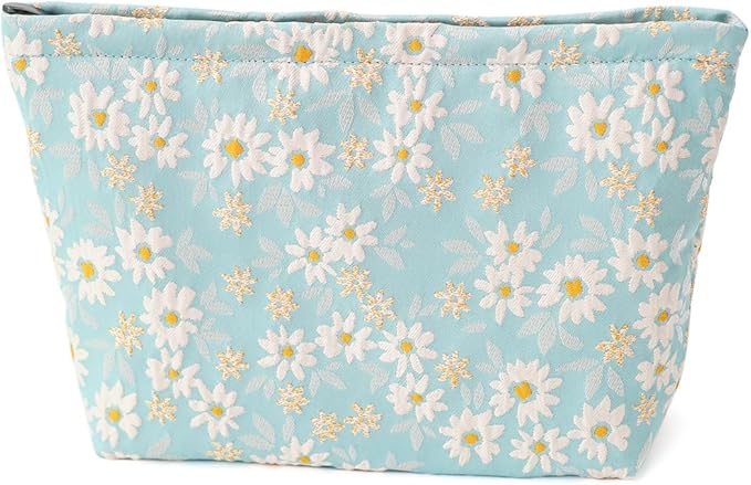 BBORGDC Floral Jacquard Makeup Bag - Large Capacity Cosmetic Pouch & Travel Toiletry Organizer with Zipper, Perfect for Daily Use, Gift Ideas for Women, Durable and Stylish Make Up Bag
