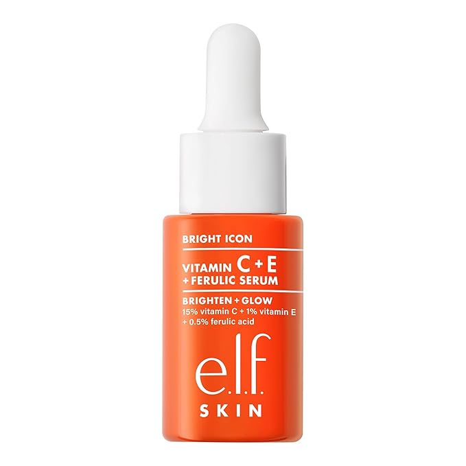 e.l.f. SKIN Bright Icon Vitamin C + E + Ferulic Face Serum Mini, Brightening & Soothing with 15% Vitamin C, Vegan & Cruelty-Free