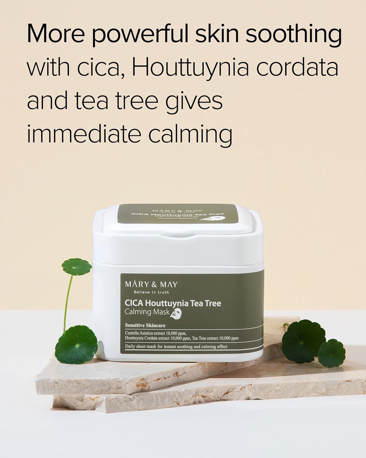 Mary&May CICA Heartleaf Tea Tree Calming Mask, 30 Sheets Pull-Out