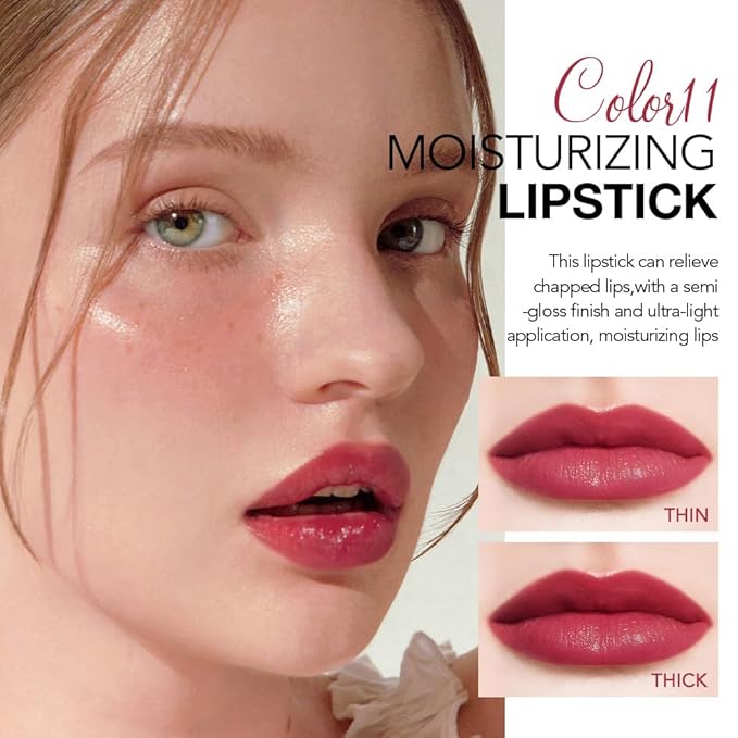 HHLTOH 1Pcs Tinted Lip Balm Moisturizing Lipstick – Waterproof Hydrating Matte Lip Balm for Women, Creamy Natural Color Stain for Dry Lips,Soft Matte Finish with Subtle Scent (#11 Retro Red)
