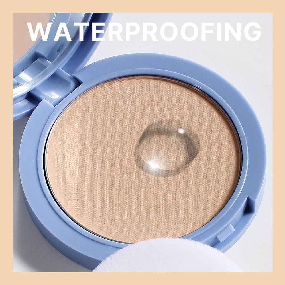 FeiCuiYun Oil Control Matte Perfection Face Powder Compact For Women, Matte Smooth Flawless Setting Powder Makeup, Polvo Compacto De Maquillaje, Waterproof Long Lasting, 0.35Oz (01 Classic Ivory)