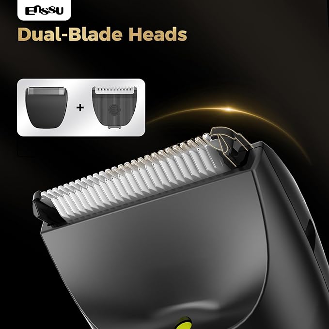 ENSSU Body Hair Trimmer for Men: 2-in-1 Manscape Trimmer & Shaver with LED Light for Ball/Pubic/Groin,Waterproof Trimmer for Men,No-Nick Shaving,Smooth Grooming